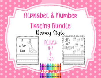 Preview of Alphabet & Number Tracing Bundle: Disney Style