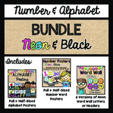 Alphabet, Number, and Word Wall Bundle:  Neon and Black