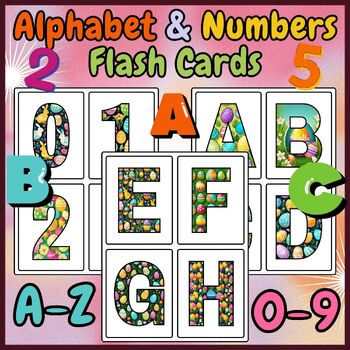 Preview of Alphabet & Numbers Flash Cards - Easter Egg Classroom Décor,