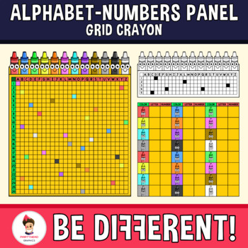 Preview of Alphabet-Numbers Panel-Grid Clipart Crayon Edition