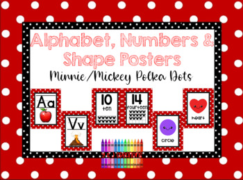 Preview of Alphabet, Number, Shape & COLOR Posters Bundle: Minnie/Mickey Border