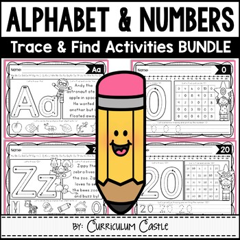 Preview of Alphabet & Numbers Trace and Find BUNDLE
