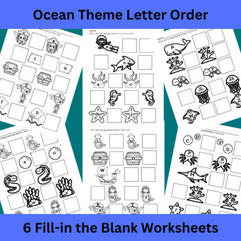 Preview of Alphabet Order, Fill in the blanks, Uppercase and Lowercase, Set of 6 Worksheets