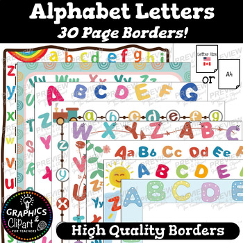 Preview of Alphabet Page Borders Colorful Letters Frames Letters {Clipart for Teachers}