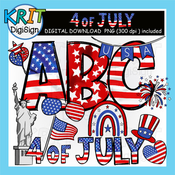 Preview of Alphabet Patriotic, Independence Day Letter and Clipart Bundle