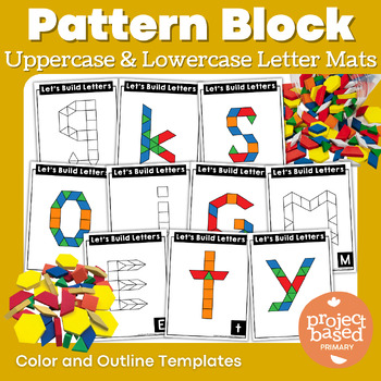 Preview of Alphabet Pattern Block Mats | Uppercase and Lowercase