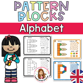 Preview of Alphabet Pattern Blocks. Literacy Center. English