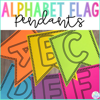 Preview of Alphabet Pendant Flags | Polka Dot Classroom Decor Posters