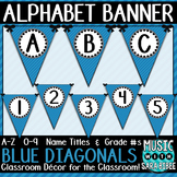 Alphabet Pennant Banner- Blue Diagonals