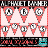 Alphabet Pennant Banner- Coral Diagonals