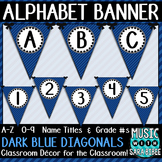 Alphabet Pennant Banner- Dark Blue Diagonals