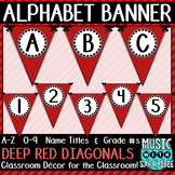 Alphabet Pennant Banner- Deep Red Diagonals