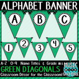 Alphabet Pennant Banner- Green Diagonals