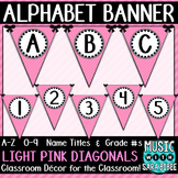 Alphabet Pennant Banner- Light Pink Diagonals