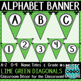 Alphabet Pennant Banner- Lime Green Diagonals
