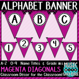 Alphabet Pennant Banner- Magenta Diagonals
