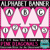 Alphabet Pennant Banner- Pink Diagonals