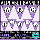 Alphabet Pennant Banner- Purple Diagonals