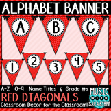 Alphabet Pennant Banner- Red Diagonals