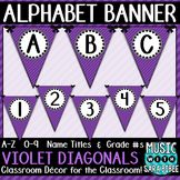 Alphabet Pennant Banner- Violet Diagonals