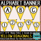 Alphabet Pennant Banner- Yellow Diagonals