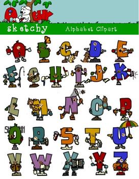 Alphabet People Clipart Clip Art By A Sketchy Guy Tpt