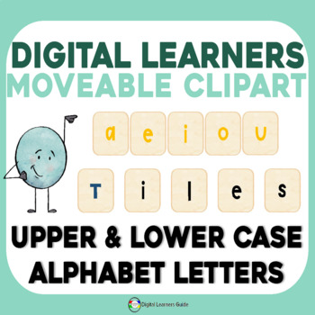 Preview of MOVABLE Clipart Alphabet Phonics Moveable Letter Tiles for PPT and GOOGLE SLIDES