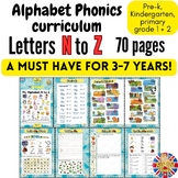 Alphabet Phonics Workbook Curriculum N to Z Pre-K kinderga