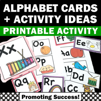 Preview of Alphabet Cards Word Wall Uppercase & Lowercase Letters Beginning Sounds Pictures