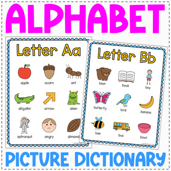 A to z letter design. English alphabet illustrated dictionary. Abc