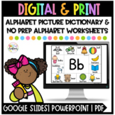 Alphabet Picture Dictionary and Worksheets | Google Slides