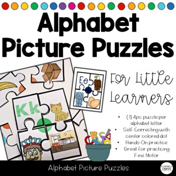 Preview of Alphabet Picture Puzzles Letter ID Beginning Sound - Phonics Activity