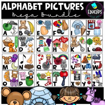 Preview of Alphabet Pictures Clip Art Mega Bundle {Educlips Clipart}