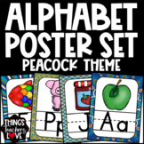 Alphabet Pictures Full A to Z Poster Set - PEACOCK THEME