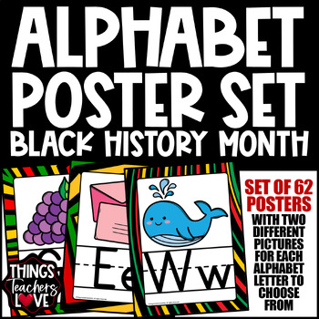 Preview of Alphabet Pictures Poster Set A to Z - BLACK HISTORY MONTH CLASSROOM DECOR