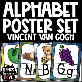 Preview of Alphabet Pictures Poster Set A to Z - VINCENT VAN GOGH CLASSROOM DECOR