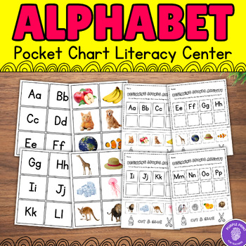 Alphabet Pocket Chart Literacy Center with Cut & Glue Beginning Sounds ...