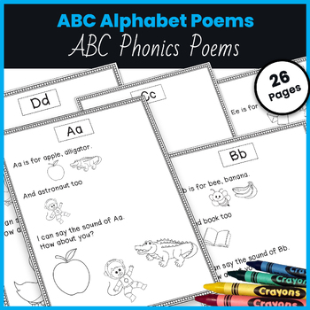 Preview of Alphabet Poems: A to Z Phonics Beginning Sounds, Coloring, and English Literacy
