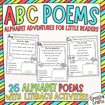 Preview of Alphabet Poems & Activities for shared reading | Poetry Journal for Pre-k & K