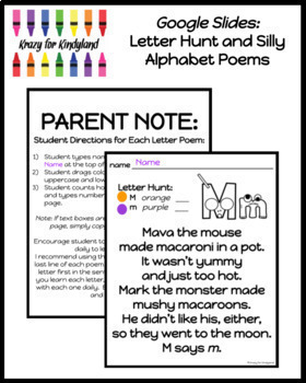 Preview of Alphabet Poems, Letter Hunt (Digital) for Online, compatible with Google Slides™