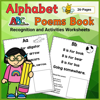 Preview of ABC Letter Poems Worksheets: Recognition, Coloring, Drawing Activities