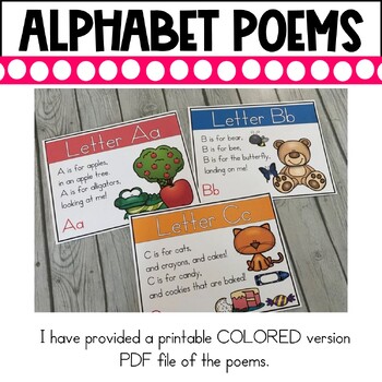 Alphabet Poems for Shared Reading GOOGLE SLIDES and Colored Printable ...
