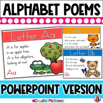 Preview of Alphabet Poems for Shared Reading POWERPOINT and Colored Printable Version