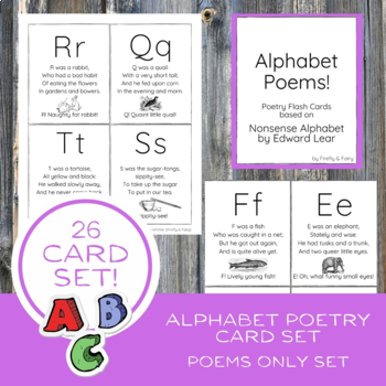 Preview of Alphabet Poetry Set in Black and White / 26 Poems for Elementary and Preschool