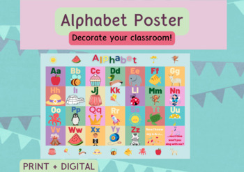 Preview of Alphabet Poster, Colorful boho poster, Classroom Decoration, Printables