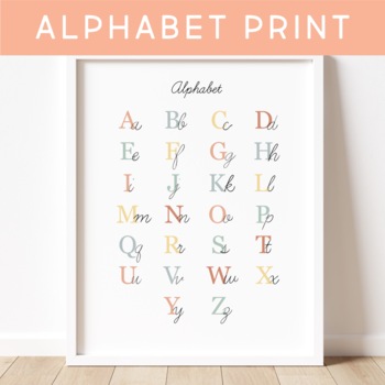 Preview of Alphabet Poster, Cursive, Print, Visual Aid, Classroom Display, Illustrated, ELA