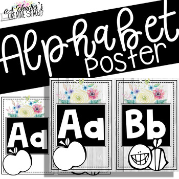 Preview of Alphabet Poster - Farmhouse and Black & White Design Included