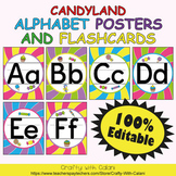 Alphabet Poster & Flashcards in Candy Land Theme - 100% Editable