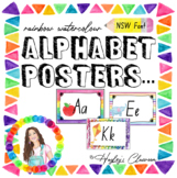 Alphabet Poster - Rainbow Watercolour Decor Classroom Display