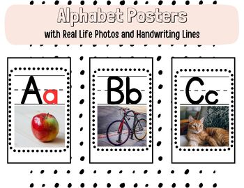 Preview of Alphabet Poster with Real Life Photos and Handwriting Lines